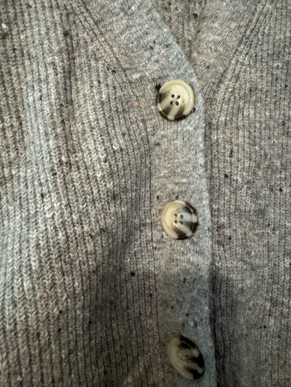 CeCe Gray Ribbed V-Neck Button Cardigan Sweater - Picture 2 of 3